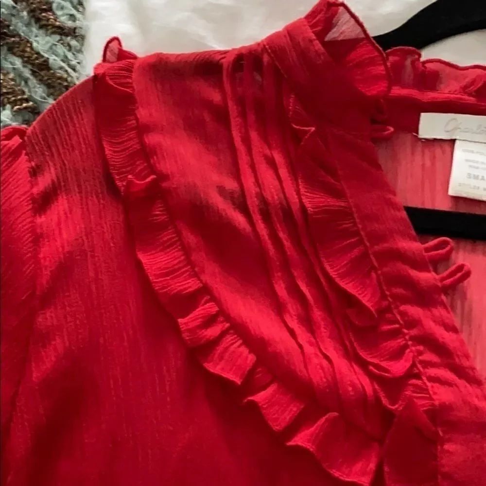 Charlotte Russe ruffled shorty sleeve blouse small - Picture 8 of 11